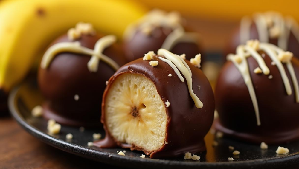 Choc Dipped Banana Protein Balls (Vegan)