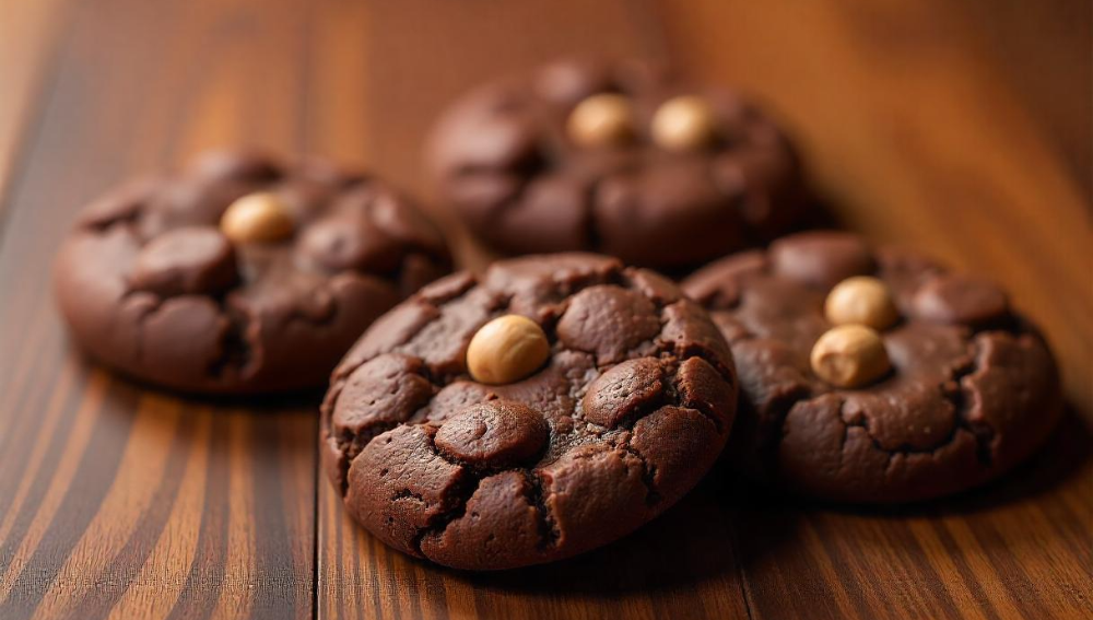 Choc Hazelnut Stuffed Protein Cookies