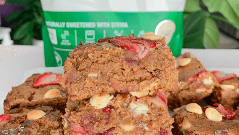 Strawberry Protein Blondies